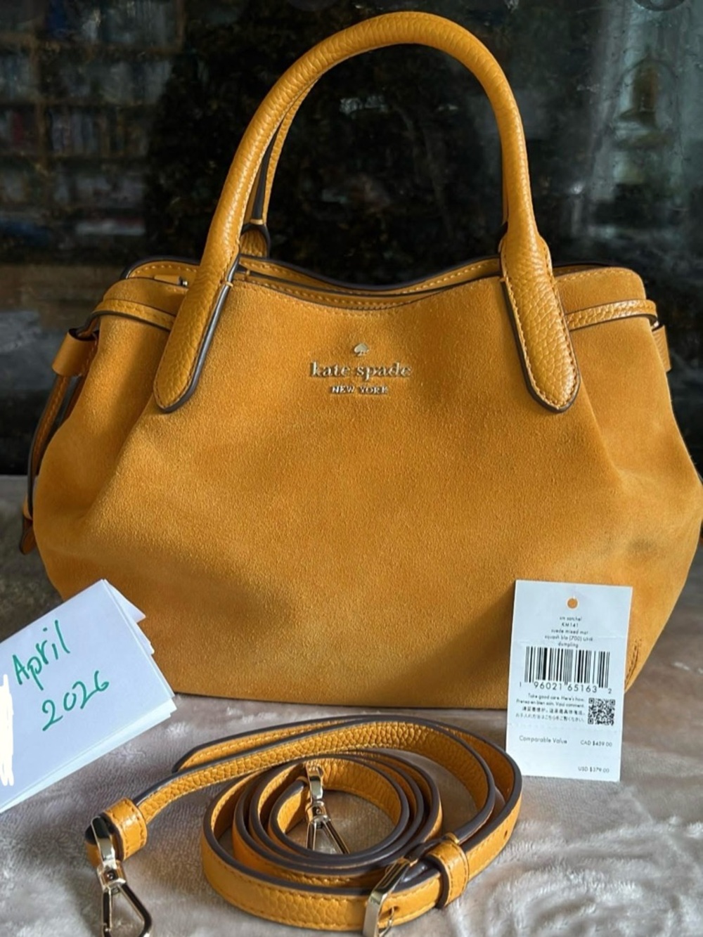 Kate Spade Squash Blossom Suede & Leather Small Dumpling Satchel